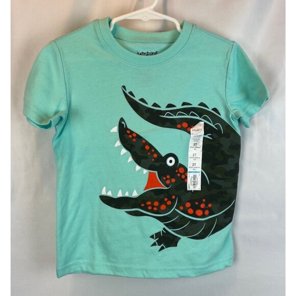 Jumping Beans Toddler Boys Teal Alligator Short Sleeve Tee T-shirt Size 3T - Picture 1 of 3
